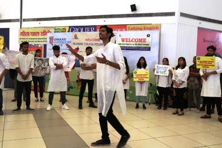 Street play on Air Pollution awareness at Omaxe Connaught Place, Greater Noida.