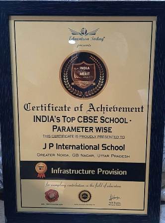 जेपी इंटरनेशनल स्कूल को इंडिया स्कूल मेरिट अवार्डस में मिला प्रथम स्थान
