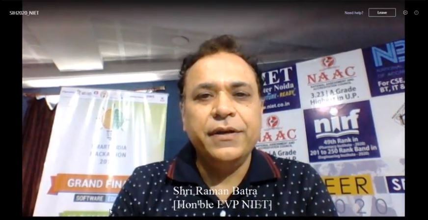 एनआईईटी ग्रेटर नोएडा, नोडल सेंटरपर स्मार्ट इंडिया हैकेथोन-2020 का आज शानदार आगाज़