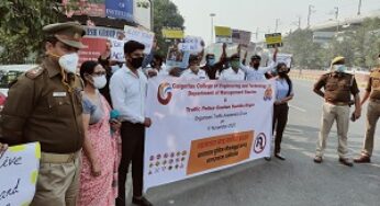 गलगोटिया कॉलेज ऑफ़ इन्जीनियरिंग के मैंनेजमैंट विभाग के विद्यार्थियों ने आम जन को बताये ट्रैफिक के नियम