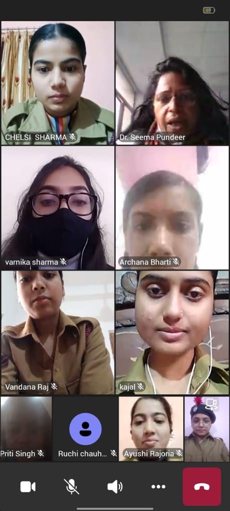 NCC girl students celebrated the 25th National Youth Festival virtual in Mangalmay Sansthan