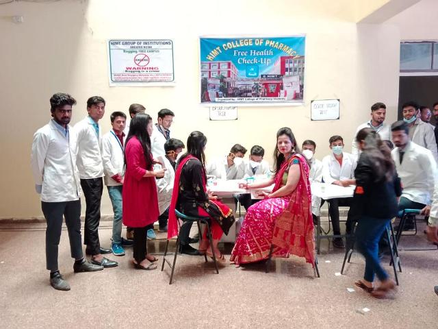 Free health check-up camp organized in HIMT College of Pharmacy