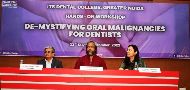 Workshop at ITS Dental College on contribution of dentists in curing cancer
