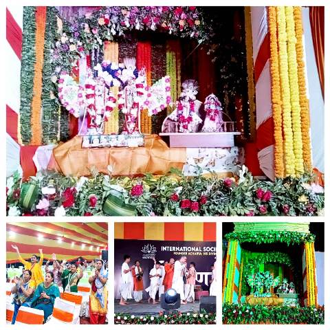 Cultural program in ISKCON's Shri Krishna Janmashtami Mahotsav, devotees danced in Bhagwat Sankirtan.