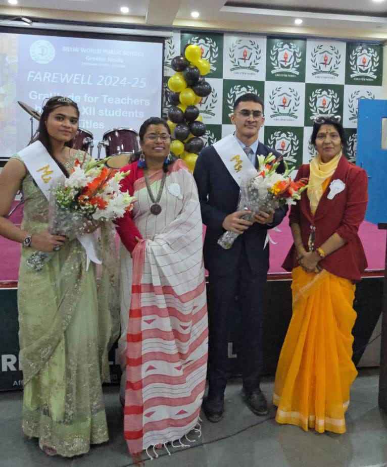 Children of class 12th were encouraged in farewell with Basant Panchami festival in Delhi Word Public School.