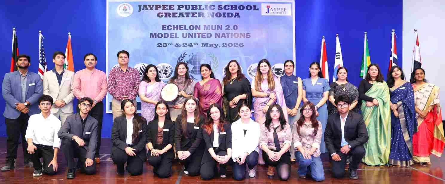 J.P. Public School, Greater Noida successfully organised Echelon MUN 2.0, the winning team was felicitated.
