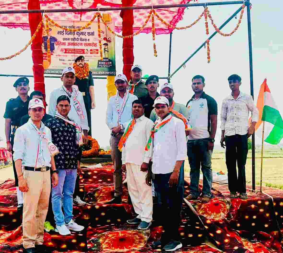 Unveiling of the statue of immortal martyr Dinesh Sharma amidst tearful tributes.