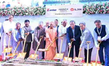 Chief Minister Yogi Adityanath laid the foundation stone and performed Bhoomi Pujan of the state-of-the-art electronic manufacturing plant of Amber and Ascent.