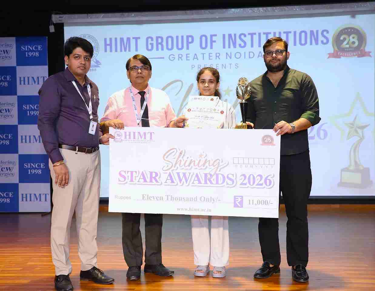 HIMT Group of Institutions felicitated meritorious students with cash prizes and scholarships at the “Shining Star Awards-2026”