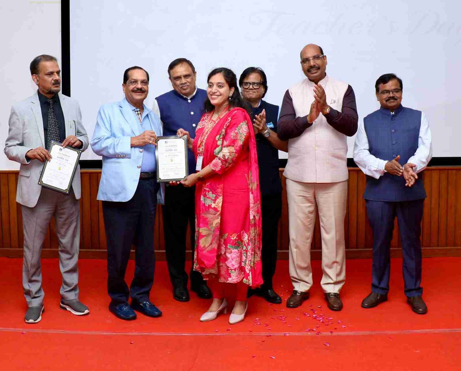 Teachers were honored on Teachers' Day at Sharda University.