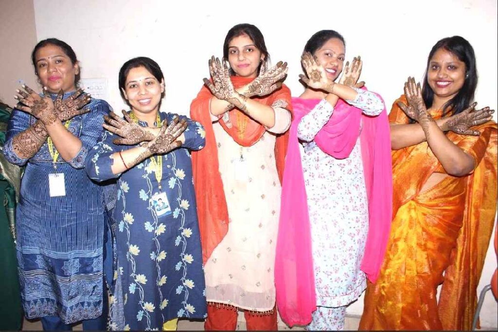 Kailash Institute organised a special Mehndi programme for women faculty and faculty members on Karwa Chauth.