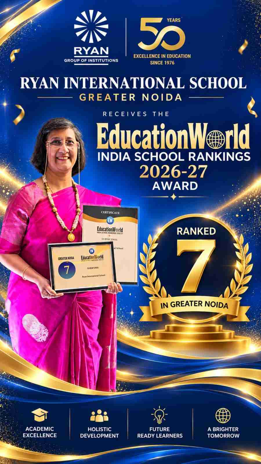 Ryan International School has secured a prestigious position in the EducationWorld India School Rankings 2026-27.