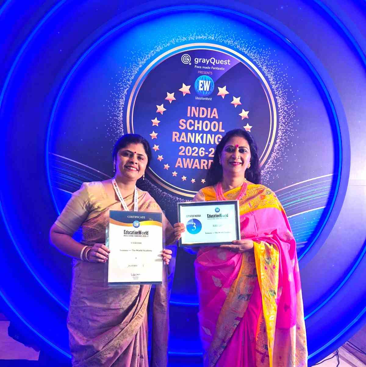 Samsara Vidyalaya gets the honour of Co-Ed Day School, stands third in Greater Noida